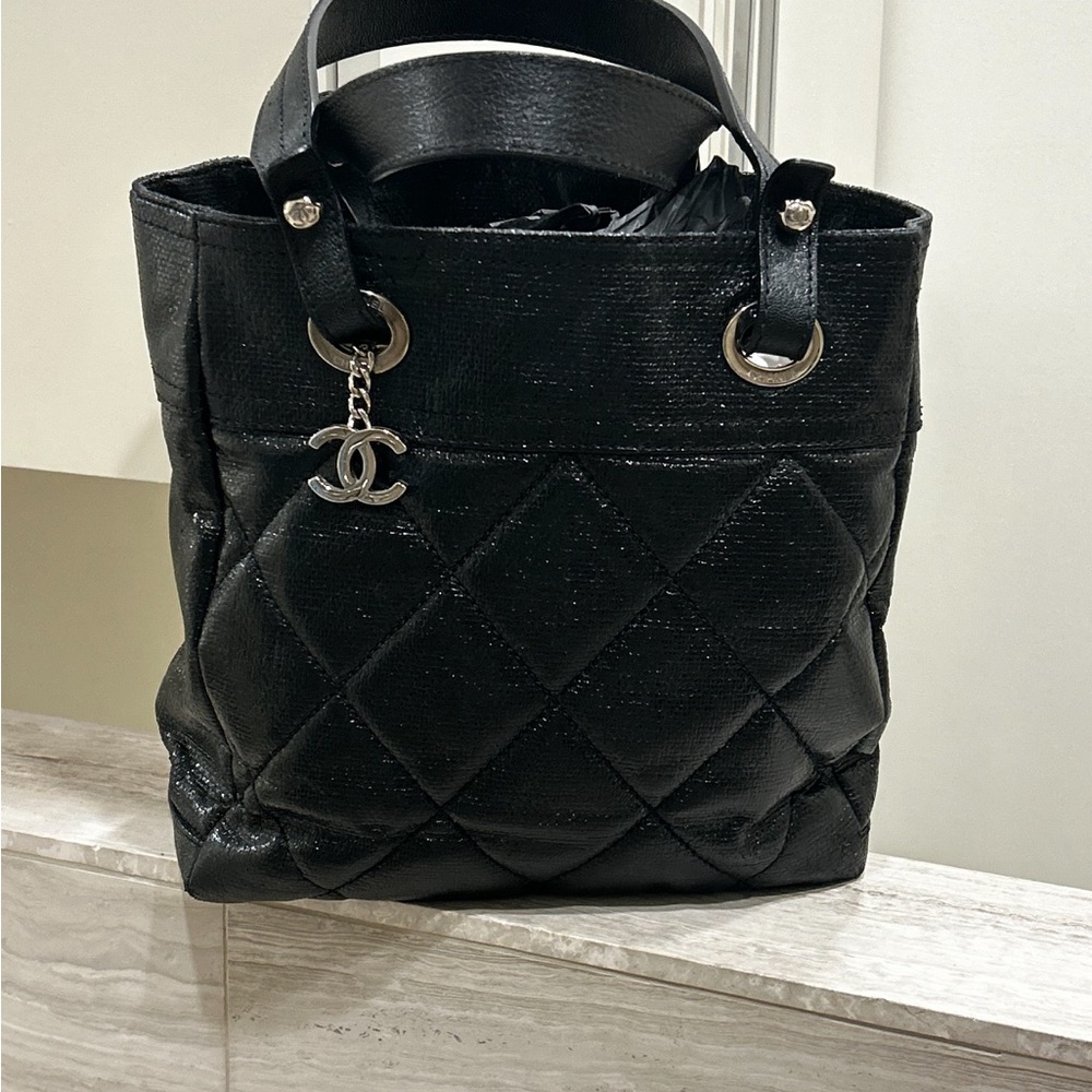Chanel bucket bag tote. Black patent. Excellent condition, great travel bag